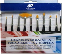 Kit 9 pinceles de bolsillo Van Gogh para acuarela y témpera