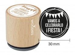 Sello de madera y caucho Vamos a celebrarlo Fiesta