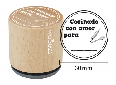 Sello de madera y caucho Cocinado con amor para