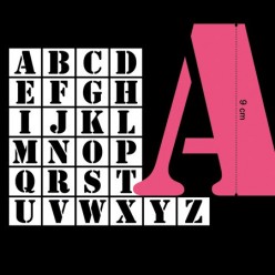 Los 26 stencils de 9cm del abecedario - Toga
