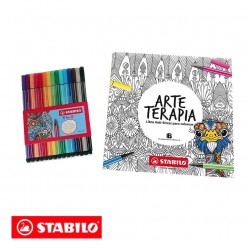 Arteterapia Stabilo Juego caja 15 rotuladores + libro para colorear 