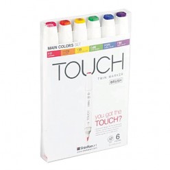 Touch Marker Brush Set 6 colores principales