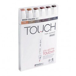 Touch Marker Brush Set 6 colores madera