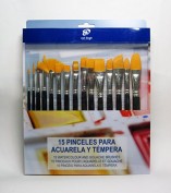 Kit 15 pinceles para acuarela y témpera