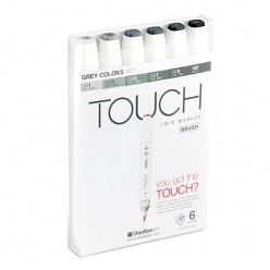 Touch Marker Brush Set 6 colors grissos 1200604