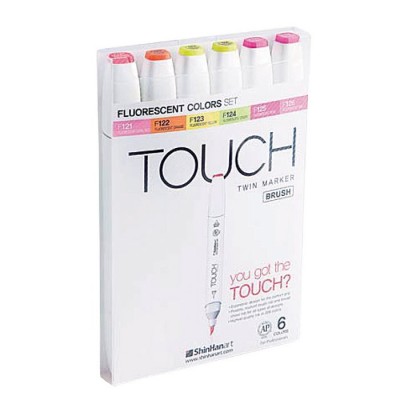 Touch Marker Brush Set 6 colors fluorescents 1200623