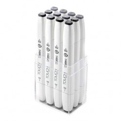 Touch Marker Brush Set 12 tons gris fred 1211203