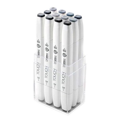 Touch Marker Brush Set 12 tons blu/vert-gris 1211208