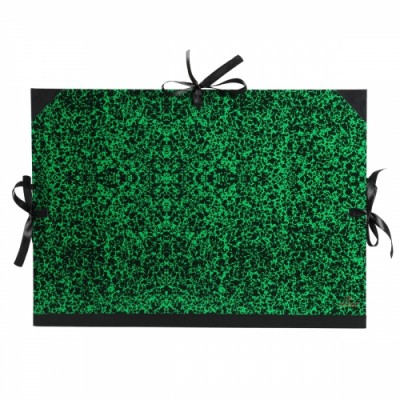 Carpeta dibujo con cintas Jaspeada verde 61x81 cm