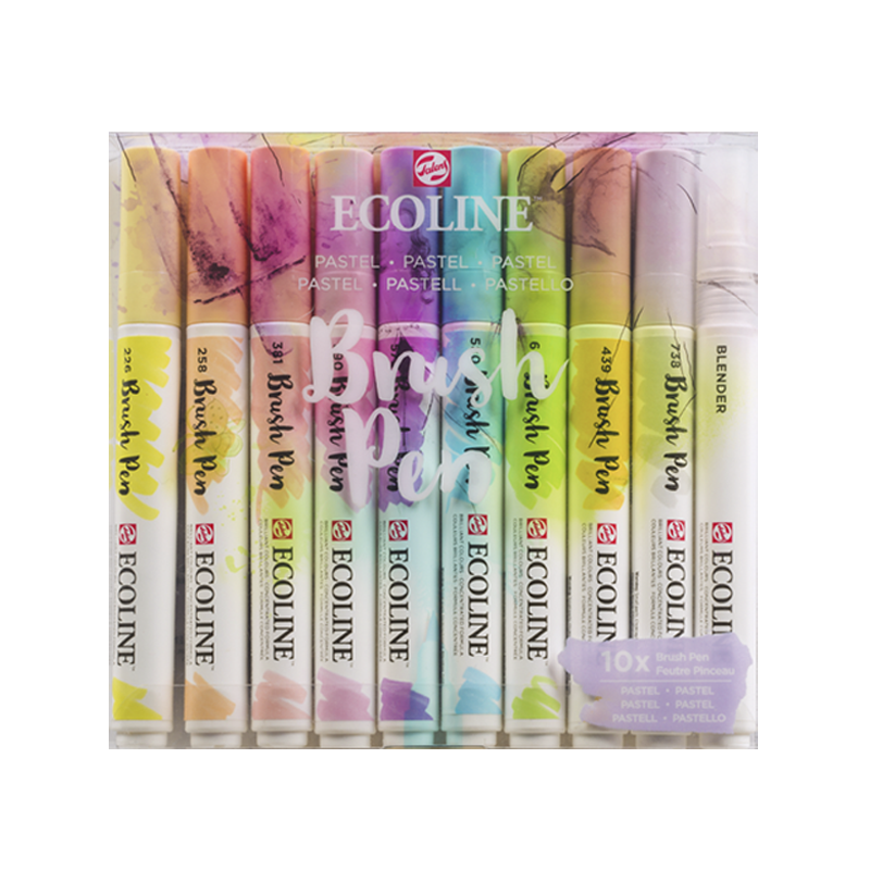 SET ECOLINE BRUSH PEN 10 COLORES PASTEL