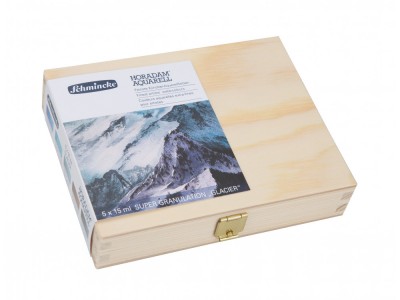 SCHMINCKE CAJA MADERA ACUARELA HORADAM SUPER GRANULATION SERIE GLACIER 5 X 15 ML