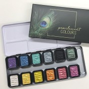 Caja metálica acuarelas Fine Tec 12 colores pearlescent