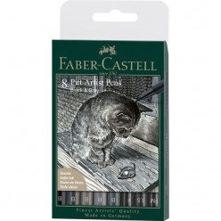 CAJA 8 ROTULADORES TINTA CHINA PITTS FABER-CASTELL 671718