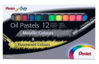 PENTEL CAJA 12 OIL PASTELS METALLIC AND FLUORESCENT COLORS