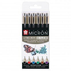 Set 6 Puntafinas de Colores Pigma Micron 0.5mm 