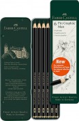 Faber Castell Estuche de metal con 6 lápices Pitt Graphite Matt