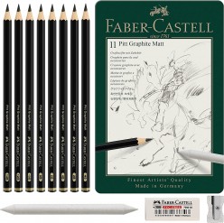 Faber Castell Estuche de metal con 8 lápices Pitt Graphite Matt