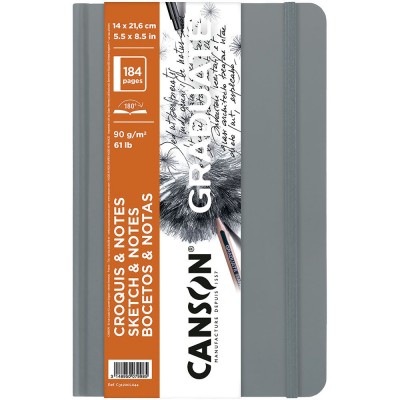 Sketchbook Canson Graduate Croquis & Notes Vertical Gris Tapa Blanda