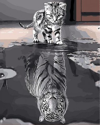 Pintar Con Diamantes Figuered'Art Reflet Chaton et Tigre