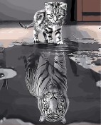 Pintar Con Diamantes Figuered'Art Reflet Chaton et Tigre