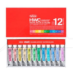 Caja de Acuarela Holbein 12 tubos de 5ml Colores Pastel