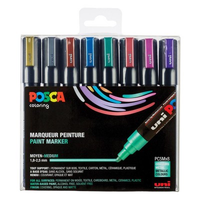 CAJA ROTULADORES POSCA PC-5M TONOS METALIZADOS