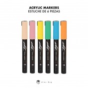 Estuche 6 rotuladores pastel tipo Posca Artist