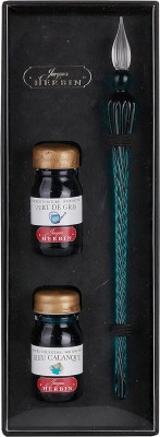 Estuche de caligrafía Herbin con una pluma de cristal y dos tintas