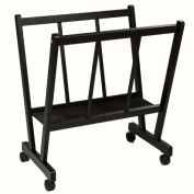 Portacarpetas de madera de haya con ruedas color nogal