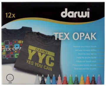 Caja 12 rotuladores opacos sobre tejido Darwi TEX	