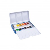 Caja metálica MILAN de 12 acuarelas medio godet 