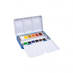 Caja metálica MILAN de 12 acuarelas medio godet 