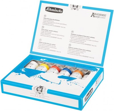 Surtido 6 tubos de pintura acrílica de 60ml Akademie Schmincke
