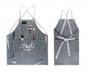 Delantal pintor algodón gris con bolsillos