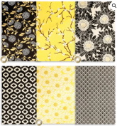 Set de 12 Láminas de Oro Nepalís Tonos Amarillo y Negro Artemio