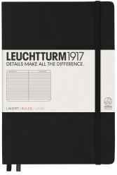Leuchtturm1917 Bloc Medium Note Book A5 Líneas Horizontales - Negro