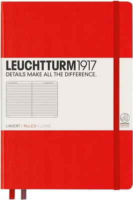 Leuchtturm1917 Bloc Medium Note Book A5 Líneas Horizontales - Rojo