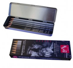 Caja metalálica con 6 lápices Caran d'Ache Grafwwood 775306