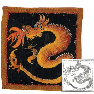 Pañuelo Seda Crepe China 5 Predibujado SGS848 Dragon